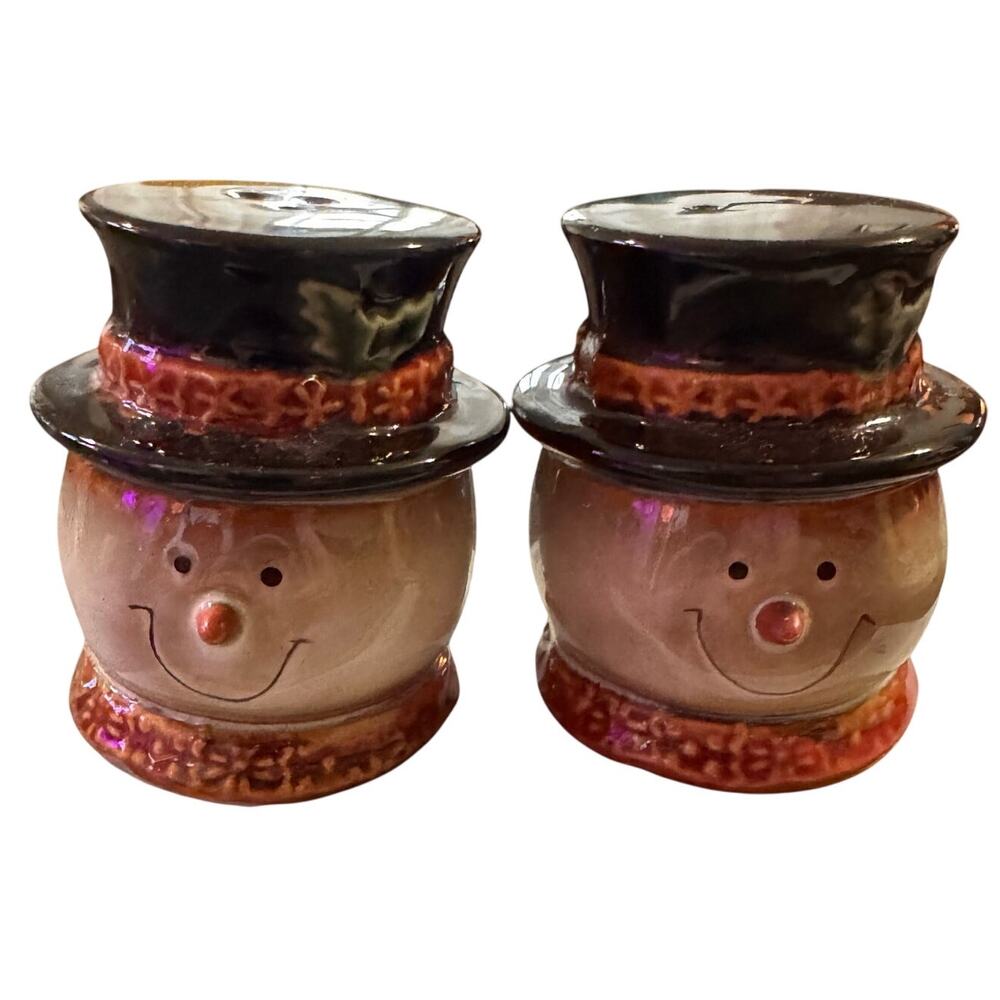 Vintage Christmas Snowman Ceramic Salt‎ & Pepper Shakers
